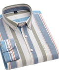 Men’s Vertical Striped Button-Down Shirt – Blue & White
