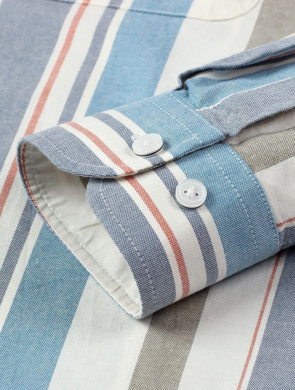 Men’s Vertical Striped Button-Down Shirt – Blue & White