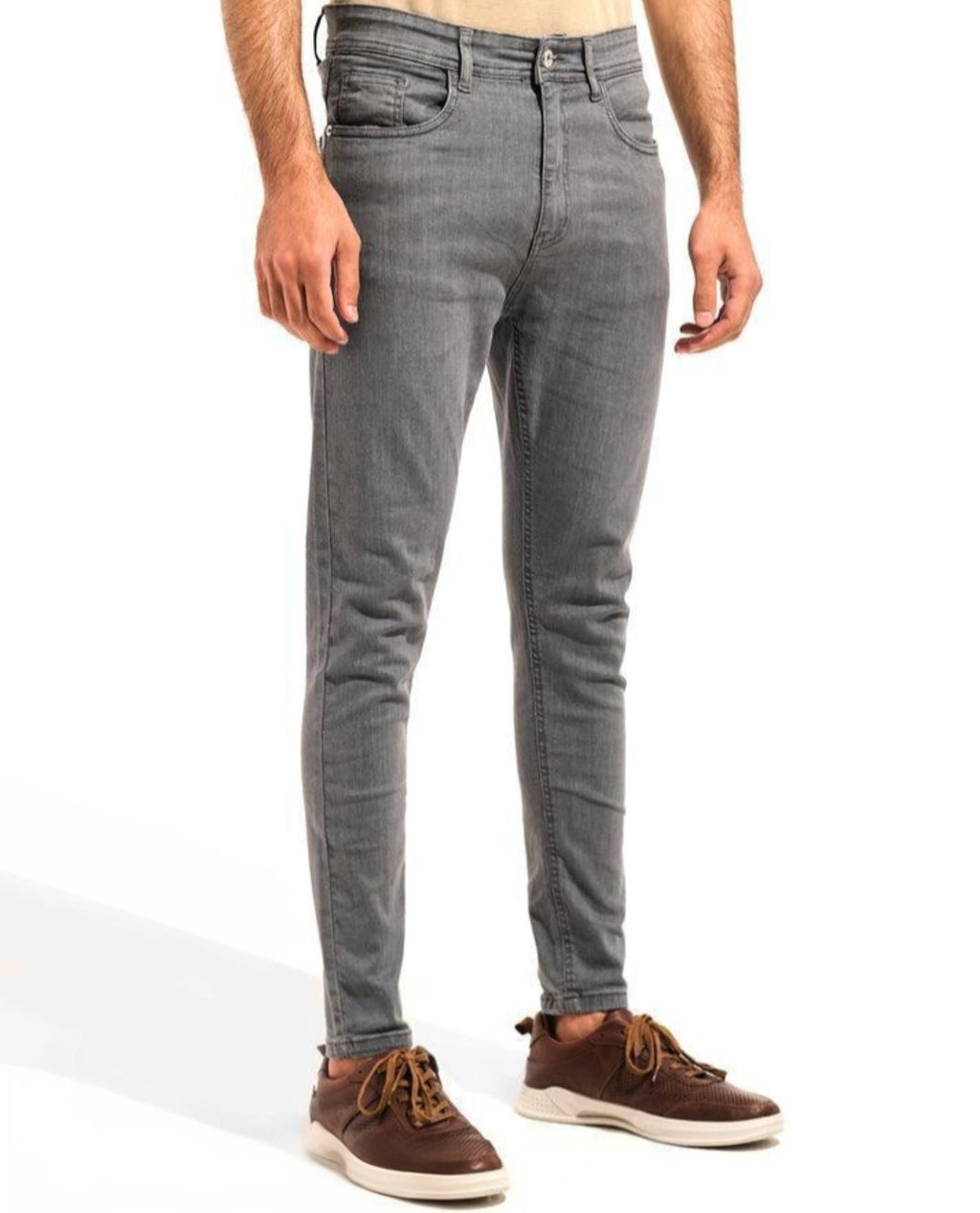 Men’s Contemporary Slim-Cut Grey Jeans