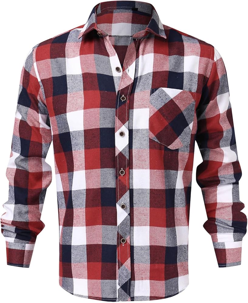 Men’s Long Sleeve Checked Shirt – Modern Fit