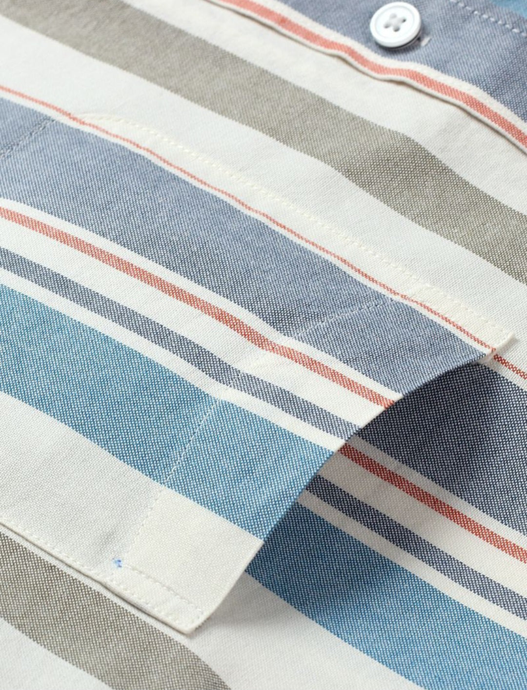 Men’s Vertical Striped Button-Down Shirt – Blue & White