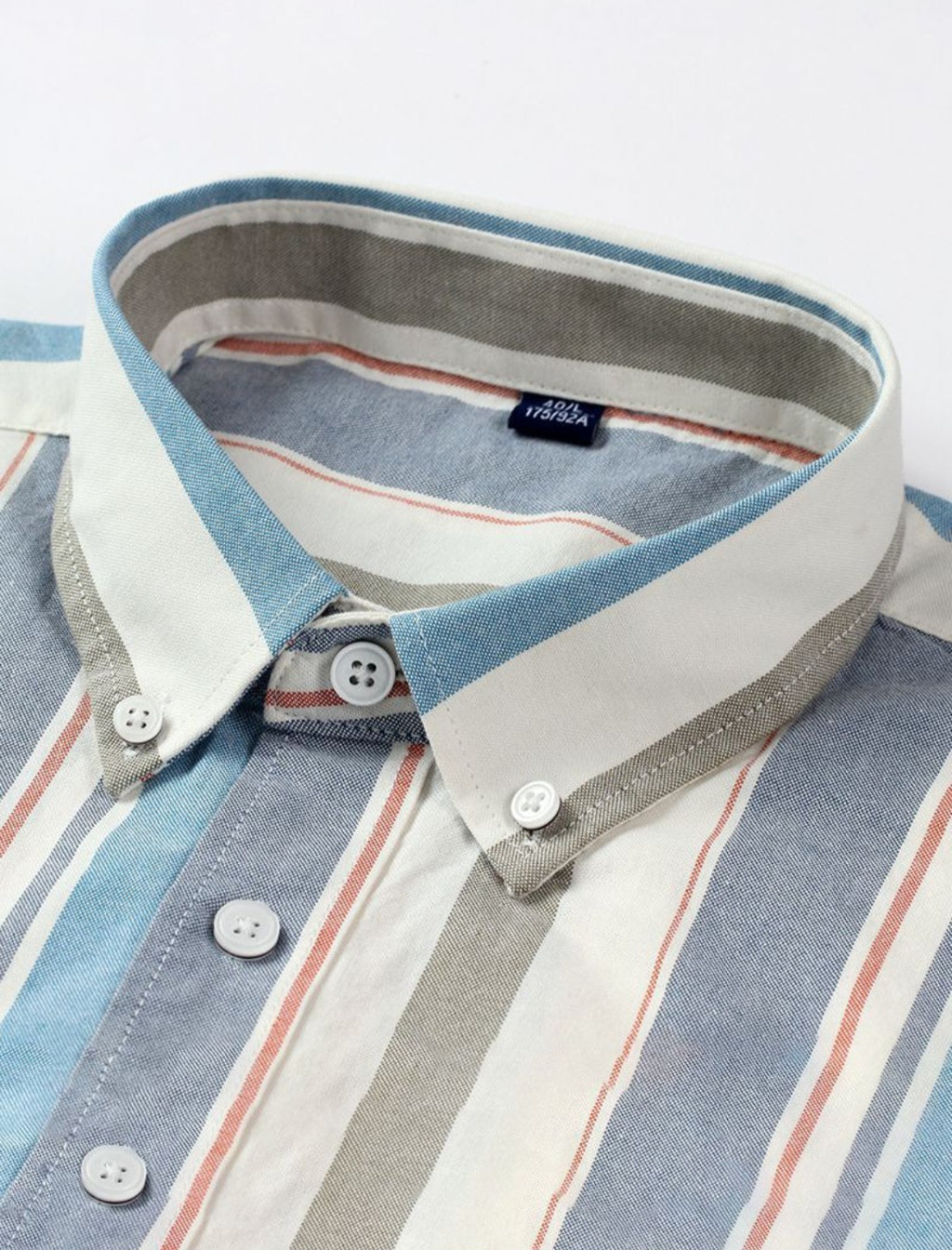 Men’s Vertical Striped Button-Down Shirt – Blue & White