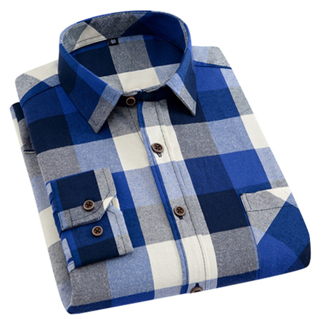 Men’s Long Sleeve Checked Shirt – Modern Fit